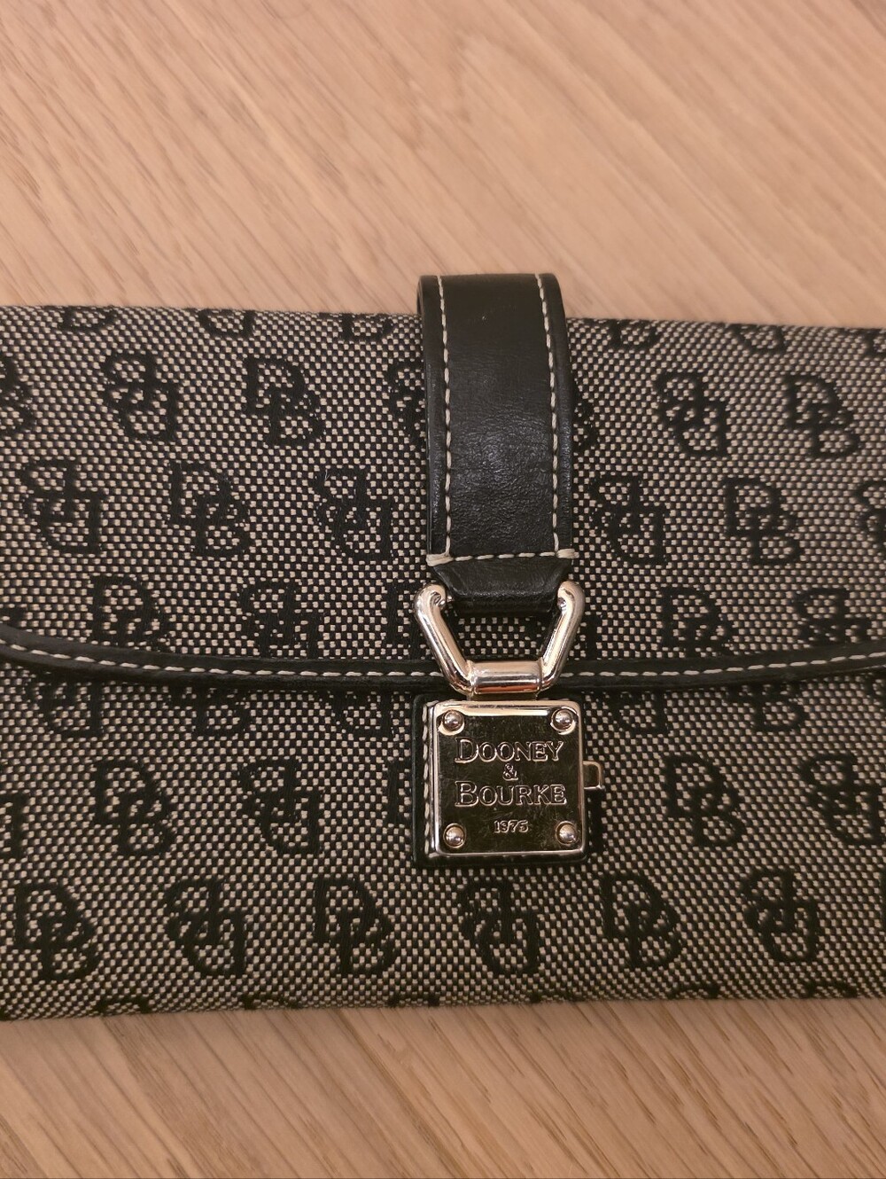 Dooney & Bourke Black Monogram Canvas Wallet Red Interior Accents